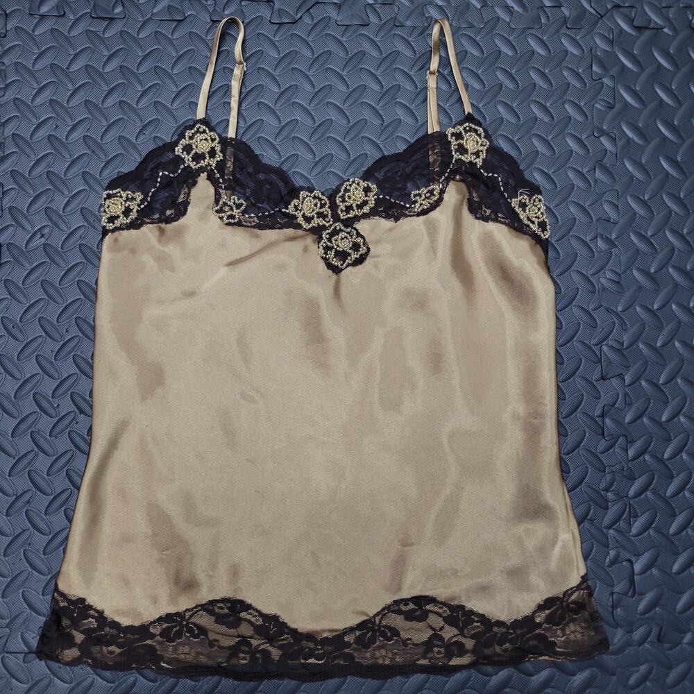 Poet Beaded Satin Cami Y2K Coquette Capsule Wardrobe Date Night Lace Medium